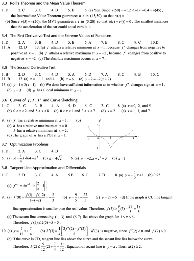 Answer Key(AP Calculus AB and BC Practice)